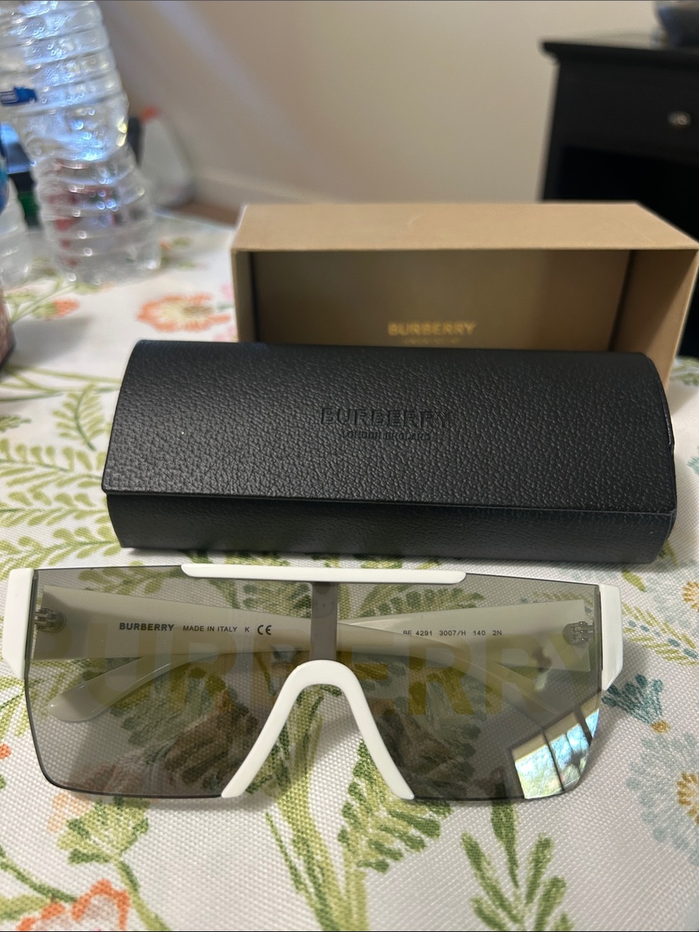Burberry White and Black Shield Sunglasses